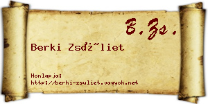 Berki Zsüliet névjegykártya